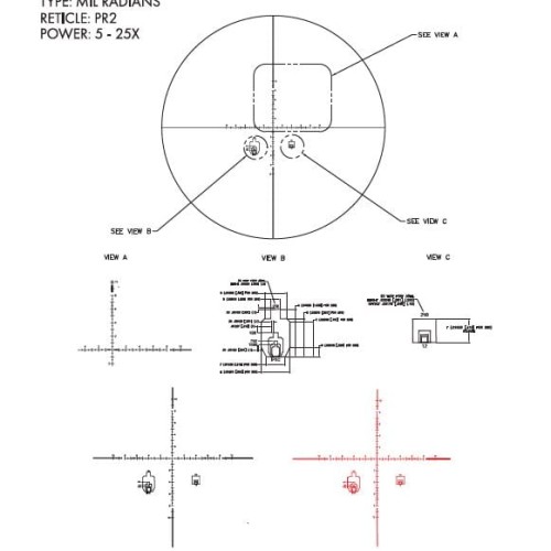 US Optics 5-25x52 PR2 reticle MPN B-25 PR2
